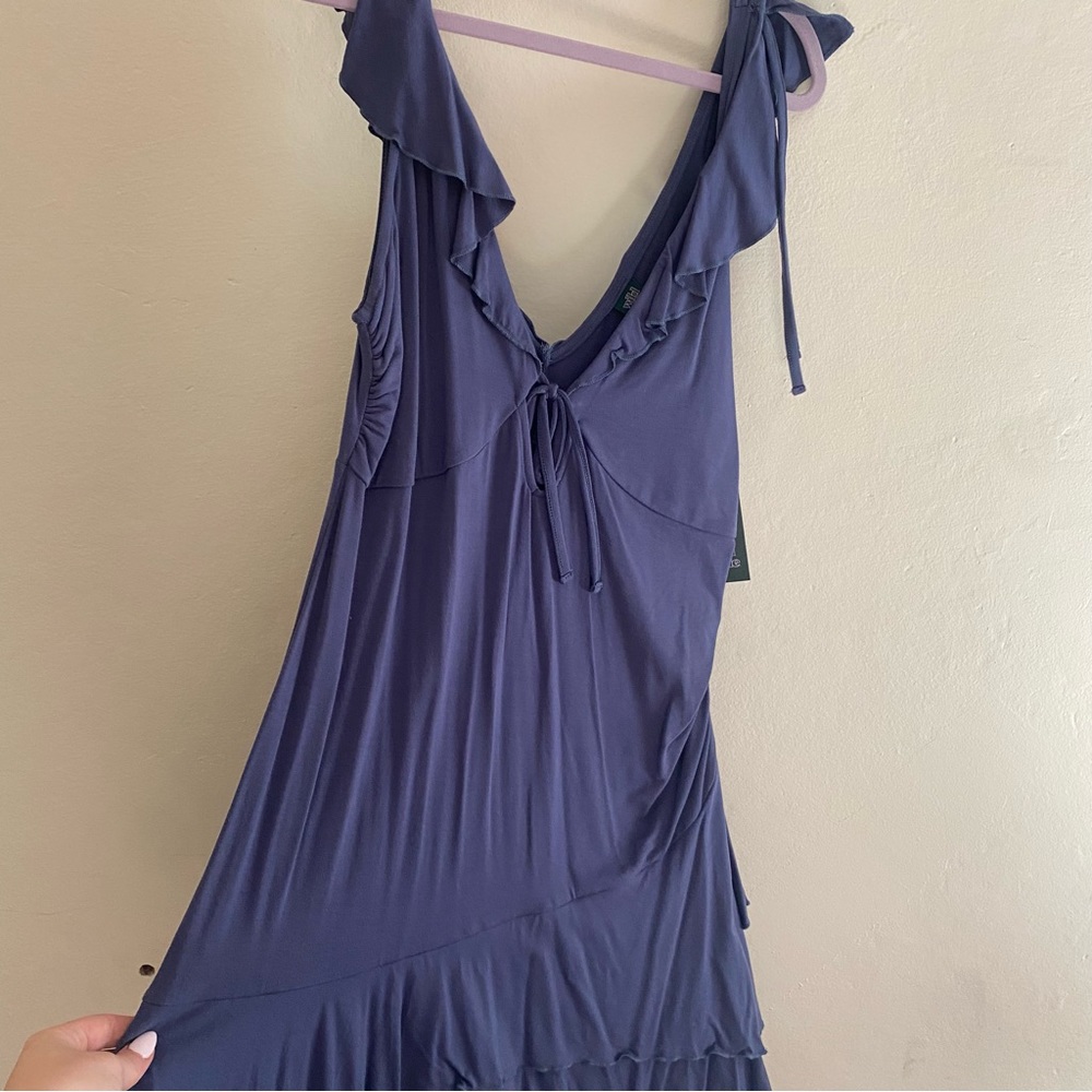 Blue dress , never worn, detailed bottom and sleeves